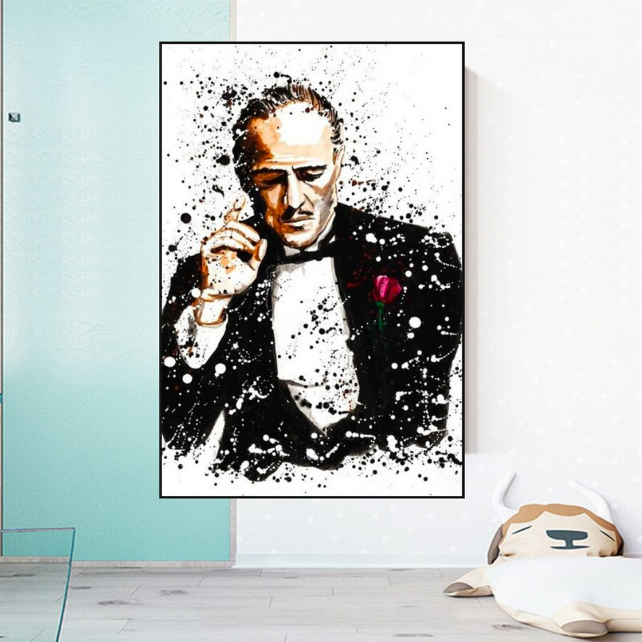 Godfather Canvas Art Poster | Godfather Abstract Canvas Poster-MinimalisticDecor.com
