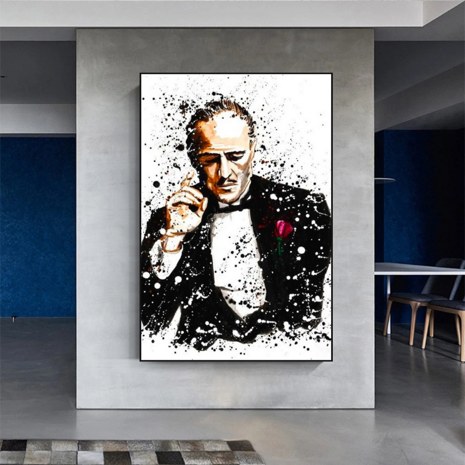 Godfather Canvas Art Poster | Godfather Abstract Canvas Poster-MinimalisticDecor.com