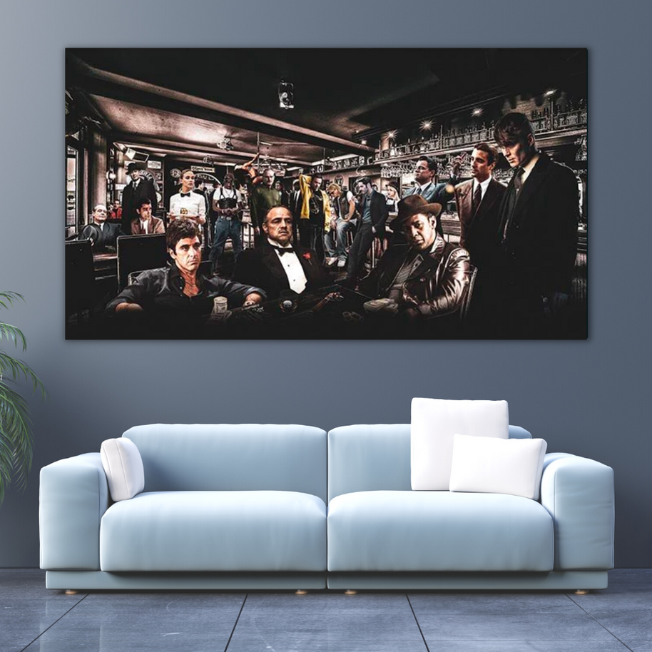 Godfather Scarface Character Art – Crime Movie Tribute-MinimalisticDecor.com