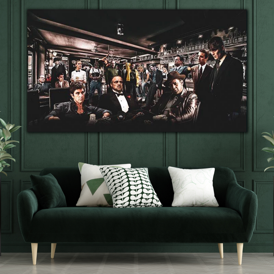 Godfather Scarface Character Art – Crime Movie Tribute-MinimalisticDecor.com