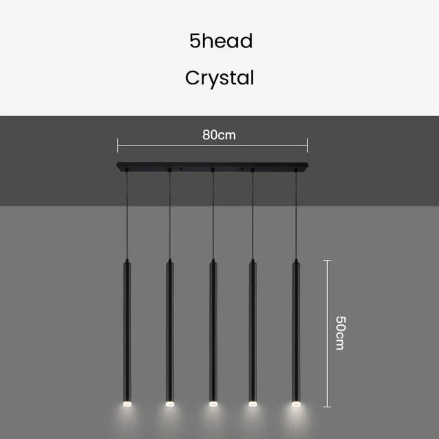 Gold and Black Long Tubes LED Chandelier Light-MinimalisticDecor.com