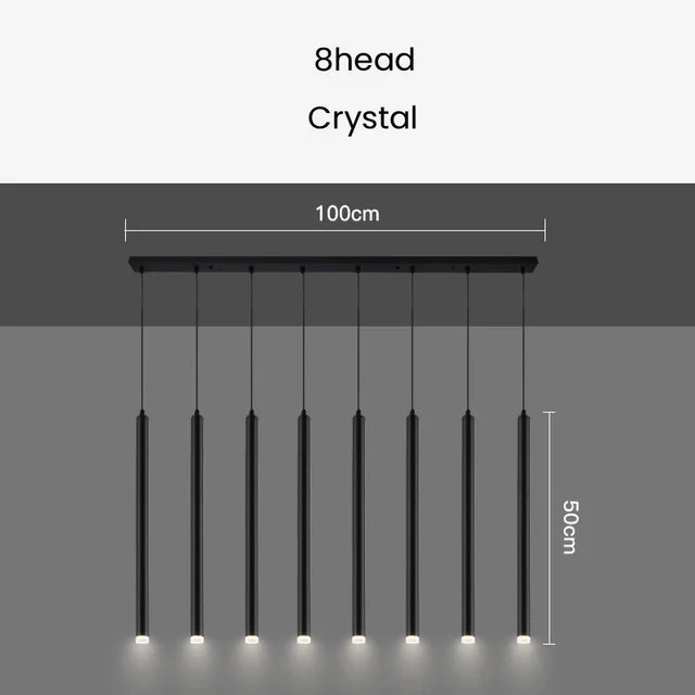 Gold and Black Long Tubes LED Chandelier Light-MinimalisticDecor.com