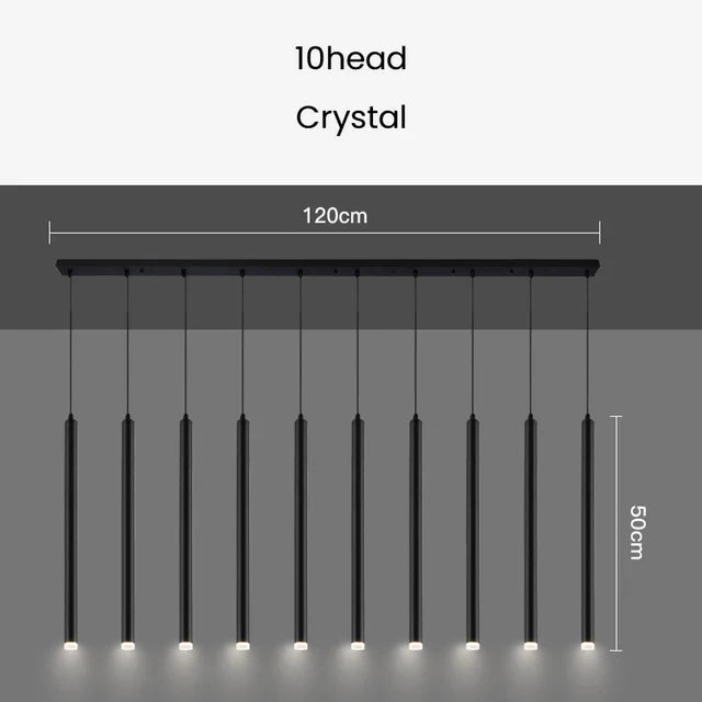 Gold and Black Long Tubes LED Chandelier Light-MinimalisticDecor.com