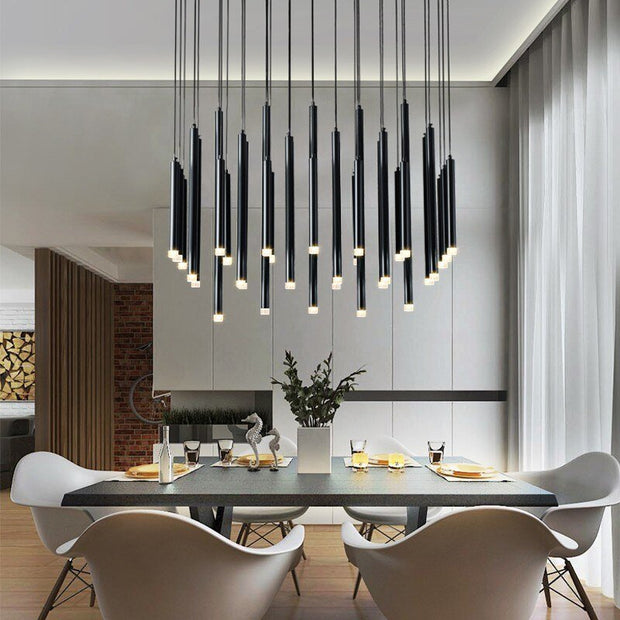 Gold and Black Long Tubes LED Chandelier Light-MinimalisticDecor.com