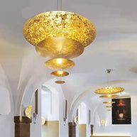 Gold Foil Brushed Nickel Lobby Chandelier-MinimalisticDecor.com