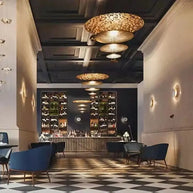 Gold Foil Brushed Nickel Lobby Chandelier-MinimalisticDecor.com
