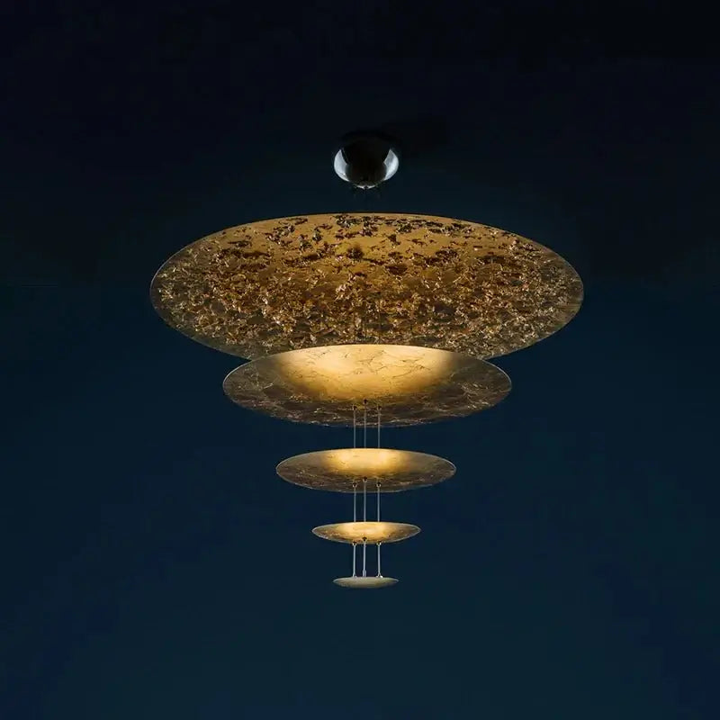 Gold Foil Brushed Nickel Lobby Chandelier-MinimalisticDecor.com
