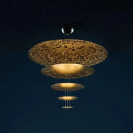 Gold Foil Brushed Nickel Lobby Chandelier-MinimalisticDecor.com