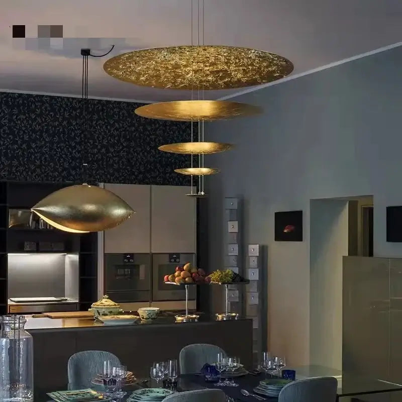 Gold Foil Brushed Nickel Lobby Chandelier-MinimalisticDecor.com