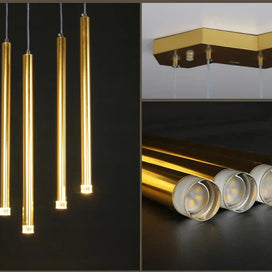 Gold Tubes LED Minimalistic Chandelier - Electroplated-MinimalisticDecor.com