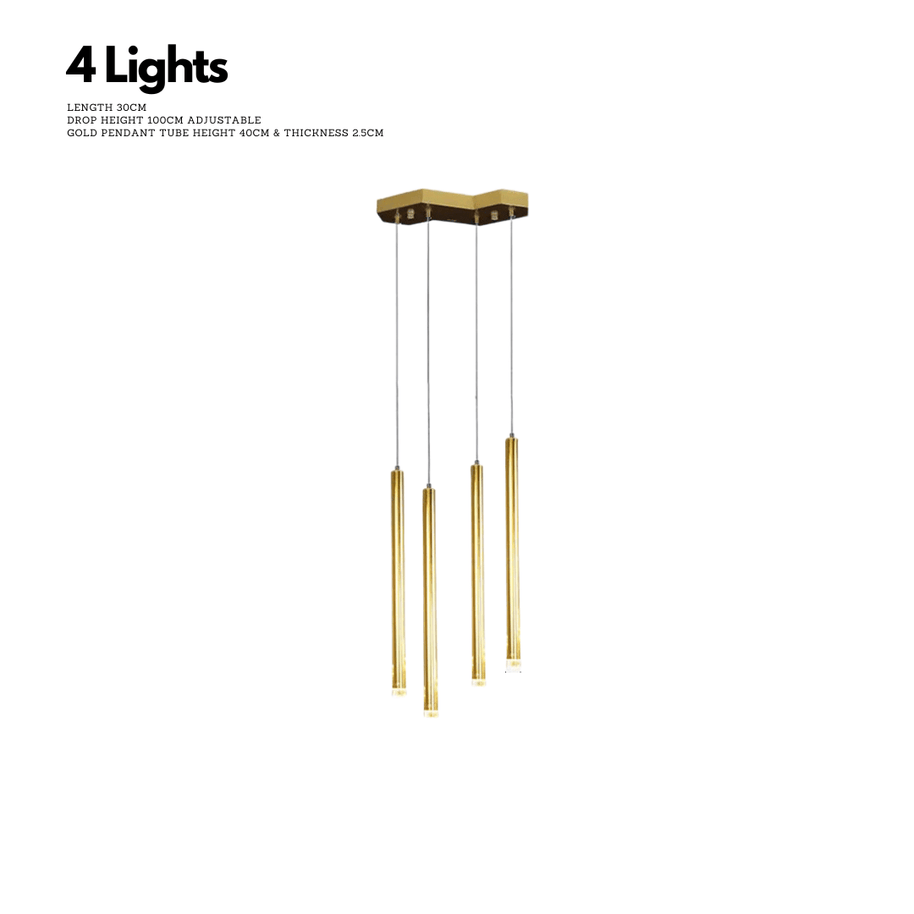 Gold Tubes LED Minimalistic Chandelier - Electroplated-MinimalisticDecor.com
