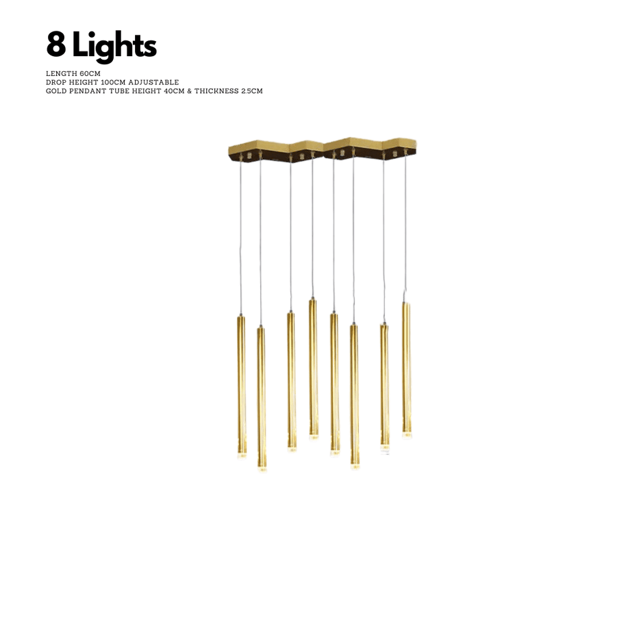 Gold Tubes LED Minimalistic Chandelier - Electroplated-MinimalisticDecor.com