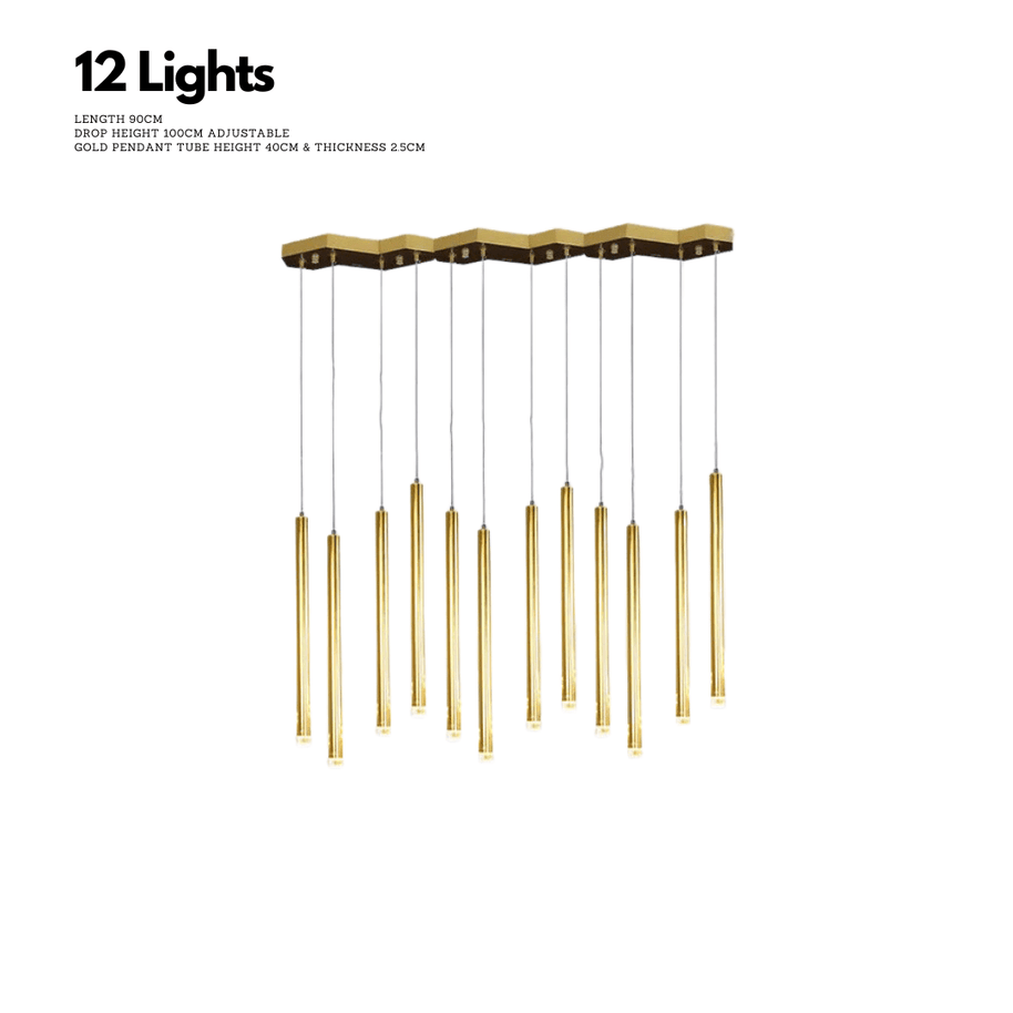 Gold Tubes LED Minimalistic Chandelier - Electroplated-MinimalisticDecor.com