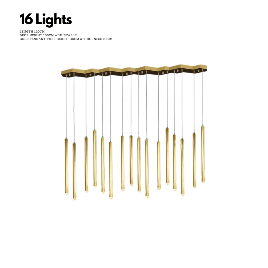 Gold Tubes LED Minimalistic Chandelier - Electroplated-MinimalisticDecor.com
