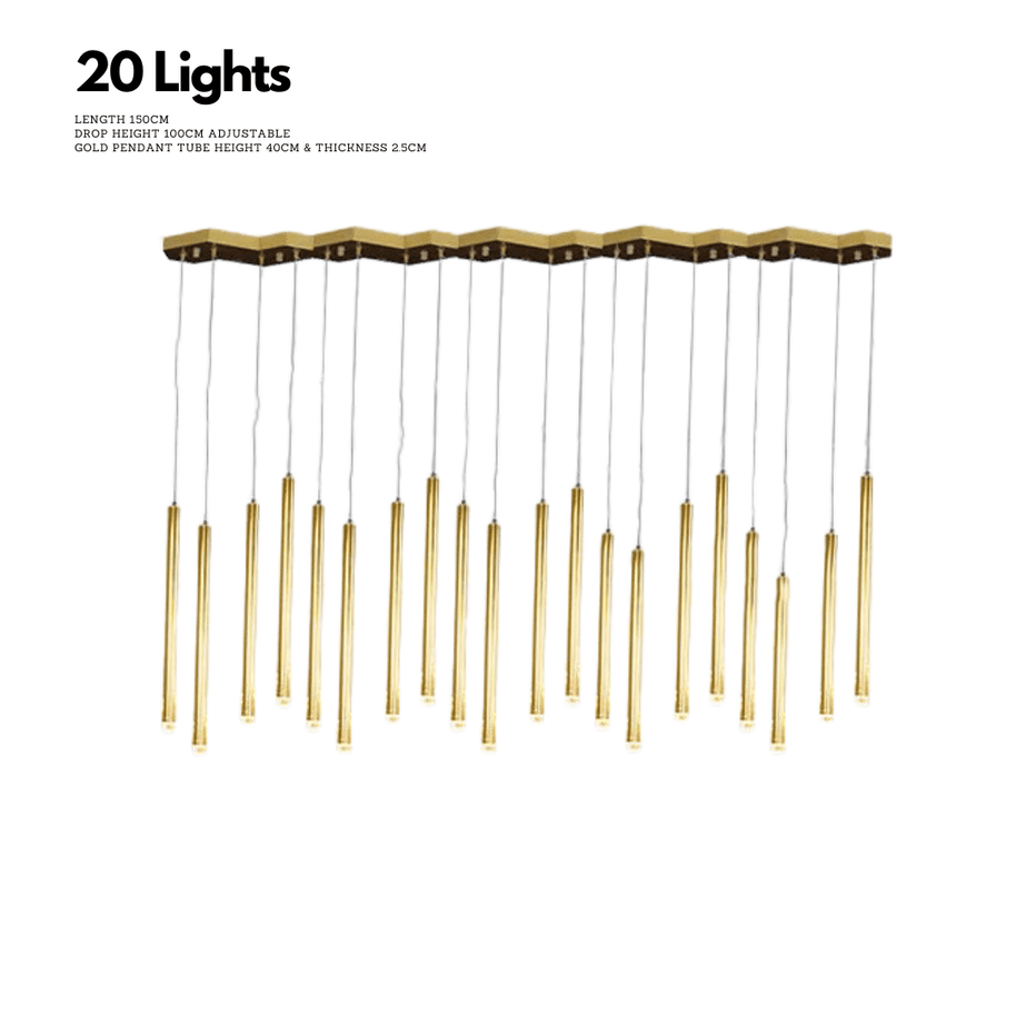 Gold Tubes LED Minimalistic Chandelier - Electroplated-MinimalisticDecor.com
