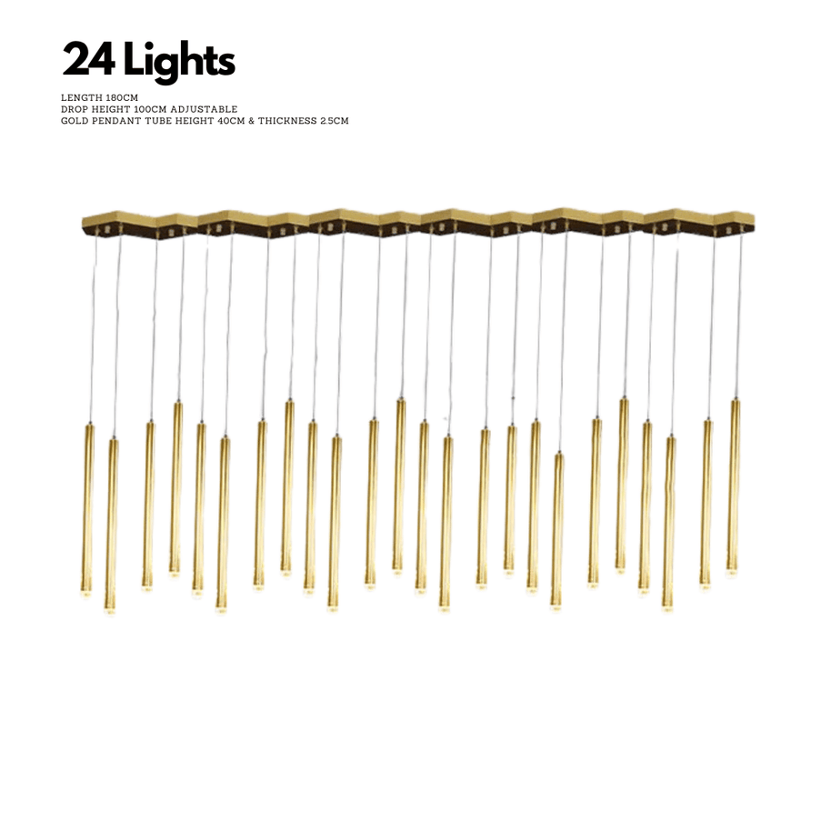 Gold Tubes LED Minimalistic Chandelier - Electroplated-MinimalisticDecor.com