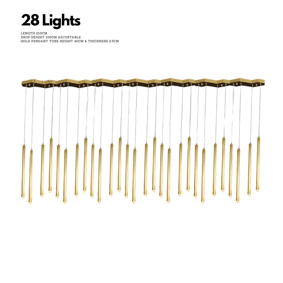 Gold Tubes LED Minimalistic Chandelier - Electroplated-MinimalisticDecor.com