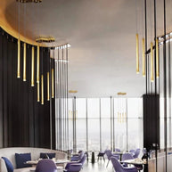 Gold Tubes LED Minimalistic Chandelier - Electroplated-MinimalisticDecor.com
