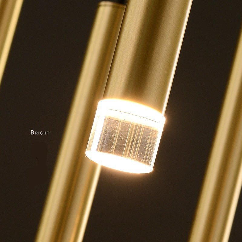 Gold Tubes LED Minimalistic Chandelier - Electroplated-MinimalisticDecor.com