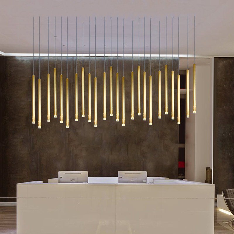 Gold Tubes LED Minimalistic Chandelier - Electroplated-MinimalisticDecor.com