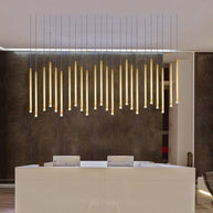 Gold Tubes LED Minimalistic Chandelier - Electroplated-MinimalisticDecor.com