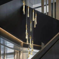 Gold Water Drop Crystal Pendant LED Chandelier Lighting-MinimalisticDecor.com