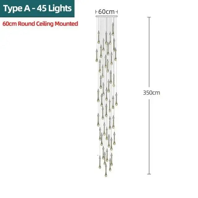 Gold Water Drop Crystal Pendant LED Chandelier Lighting-MinimalisticDecor.com
