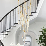 Gold Water Drop Crystal Pendant LED Chandelier Lighting-MinimalisticDecor.com
