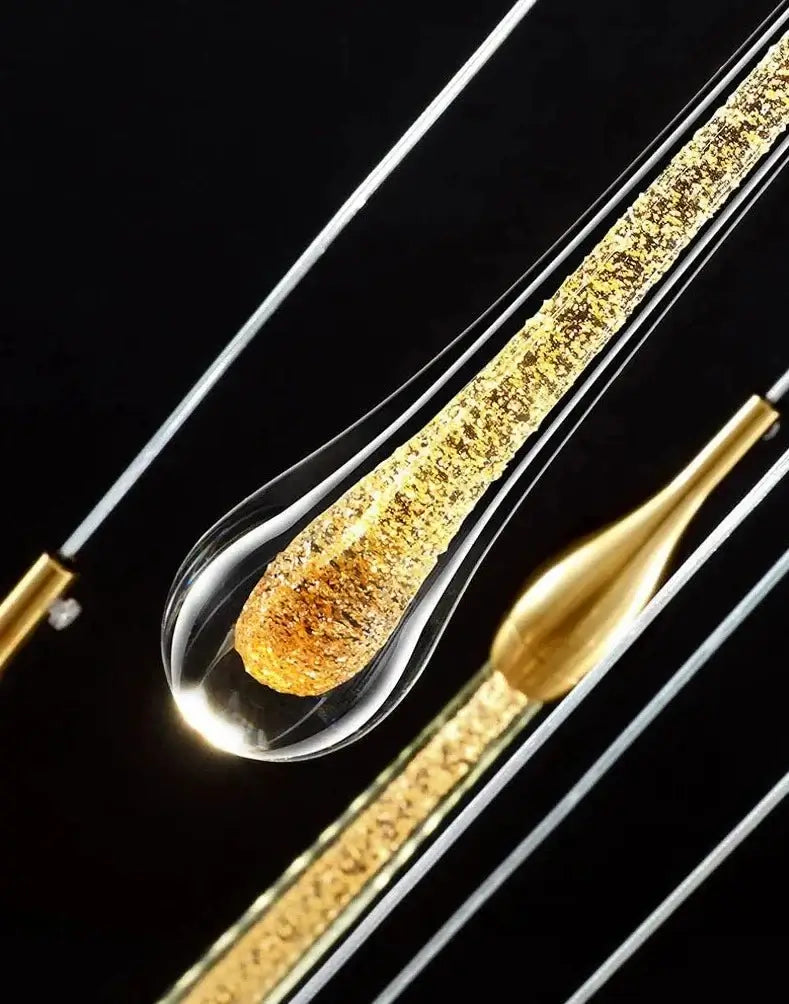 Gold Water Drop Crystal Pendant LED Chandelier Lighting-MinimalisticDecor.com