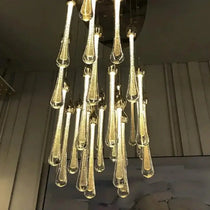 Gold Water Drop Crystal Pendant LED Chandelier Lighting-MinimalisticDecor.com