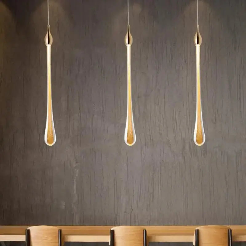 Gold Water Drop Crystal Pendant LED Chandelier Lighting-MinimalisticDecor.com