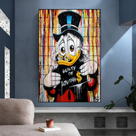 Graffiti Art Scrooge Donald Duck Guilty of Love Canvas Wall Art-MinimalisticDecor.com