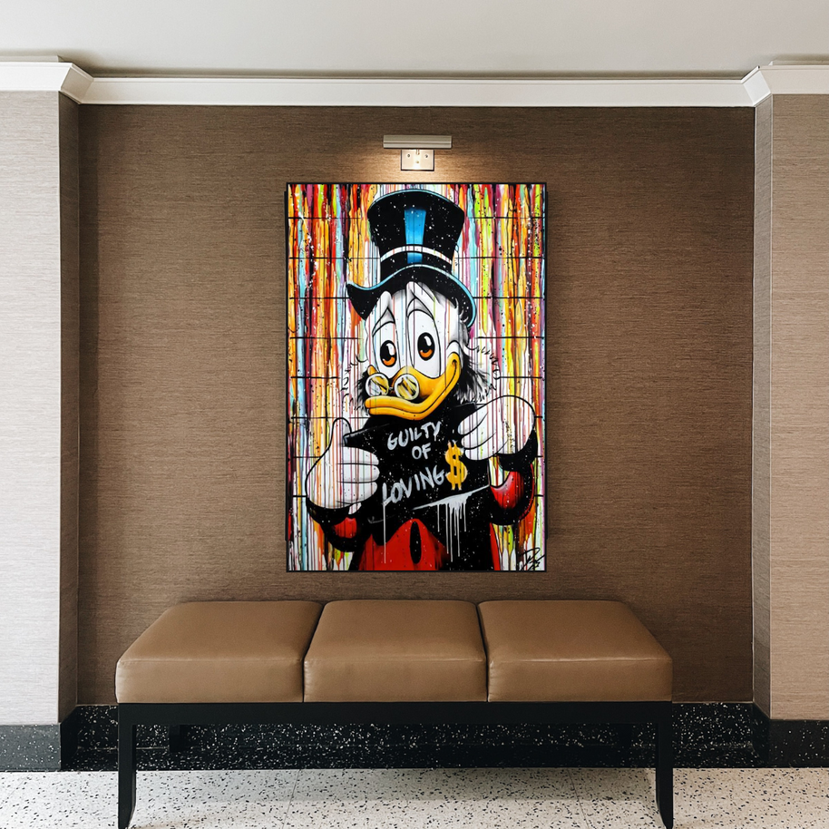Graffiti Art Scrooge Donald Duck Guilty of Love Canvas Wall Art-MinimalisticDecor.com