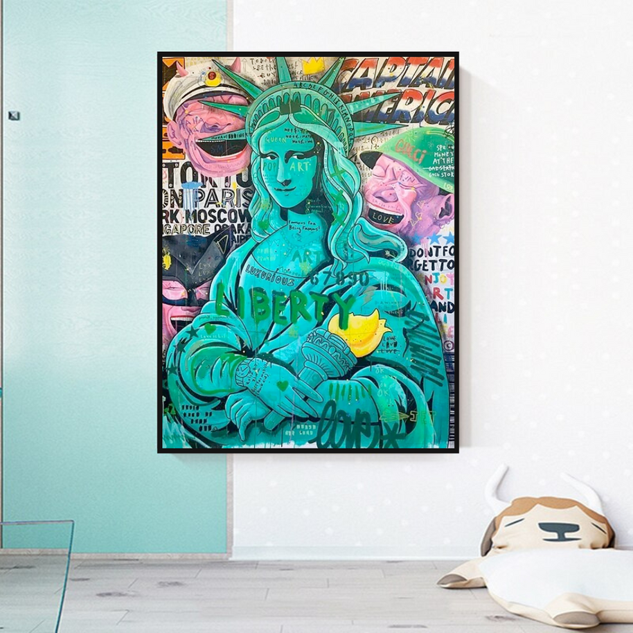 Graffiti Art Sculpture Statue Of Liberty Canvas Wall Art-MinimalisticDecor.com