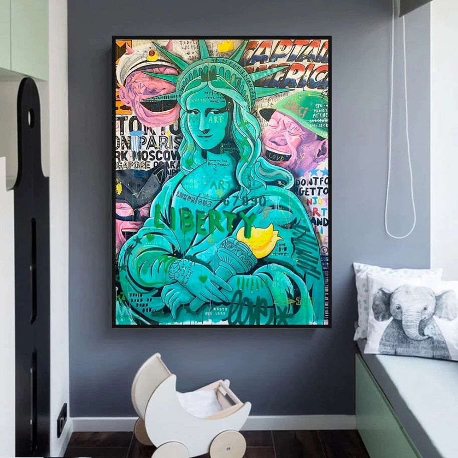Graffiti Art Sculpture Statue Of Liberty Canvas Wall Art-MinimalisticDecor.com