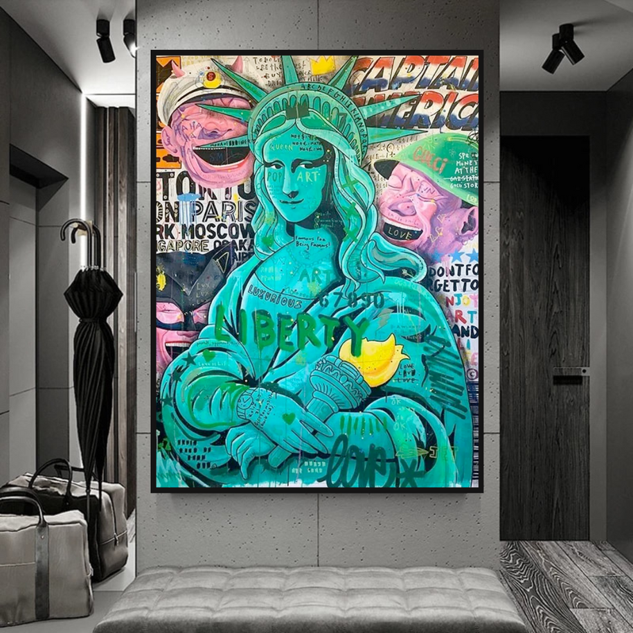 Graffiti Art Sculpture Statue Of Liberty Canvas Wall Art-MinimalisticDecor.com
