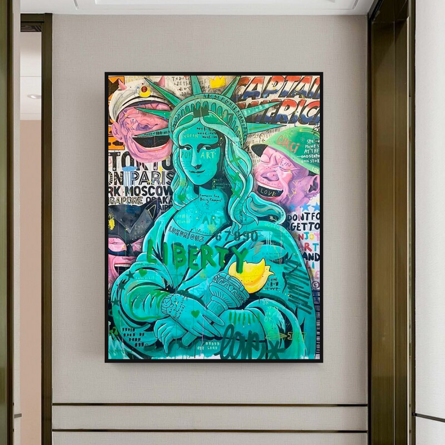 Graffiti Art Sculpture Statue Of Liberty Canvas Wall Art-MinimalisticDecor.com
