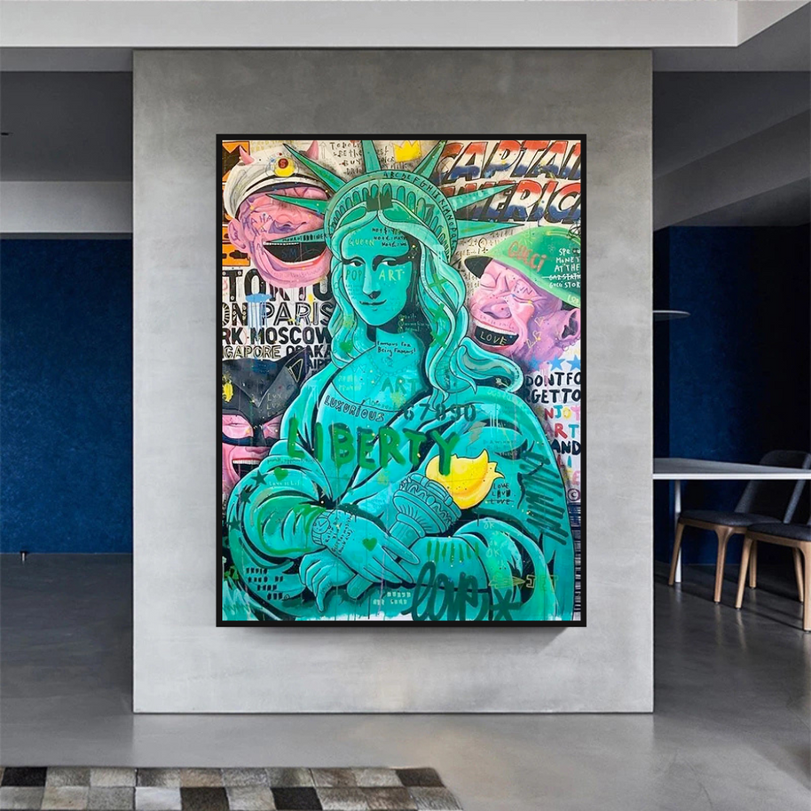 Graffiti Art Sculpture Statue Of Liberty Canvas Wall Art-MinimalisticDecor.com