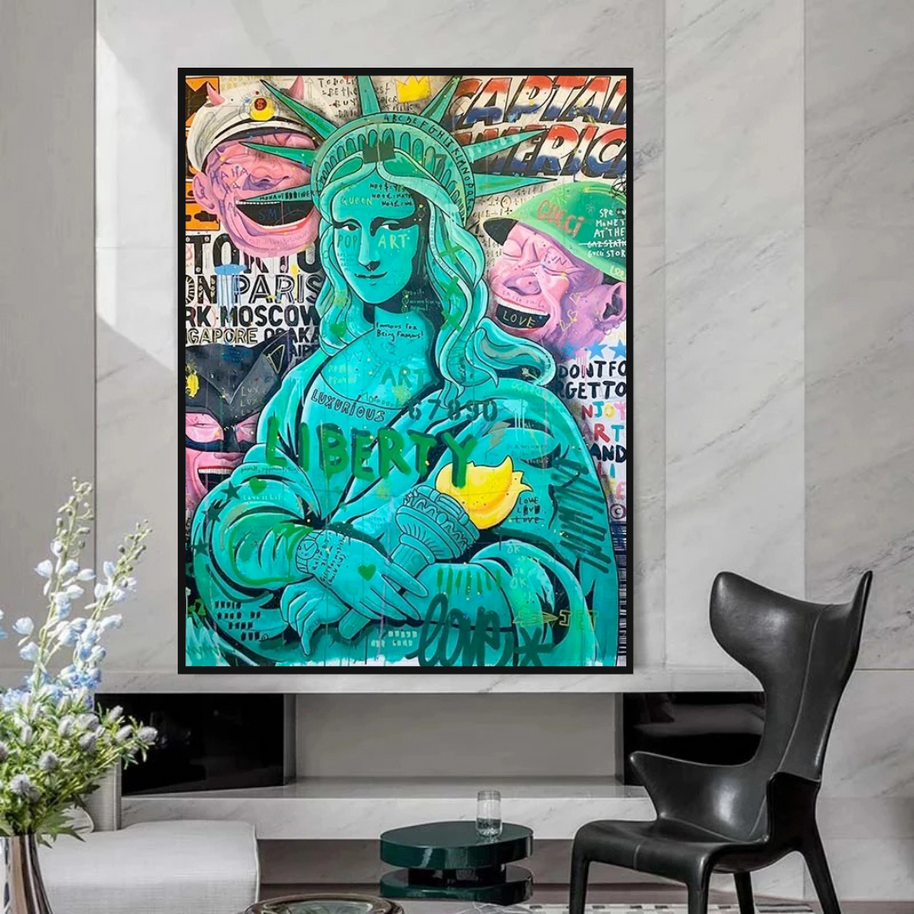 Graffiti Art Sculpture Statue Of Liberty Canvas Wall Art-MinimalisticDecor.com