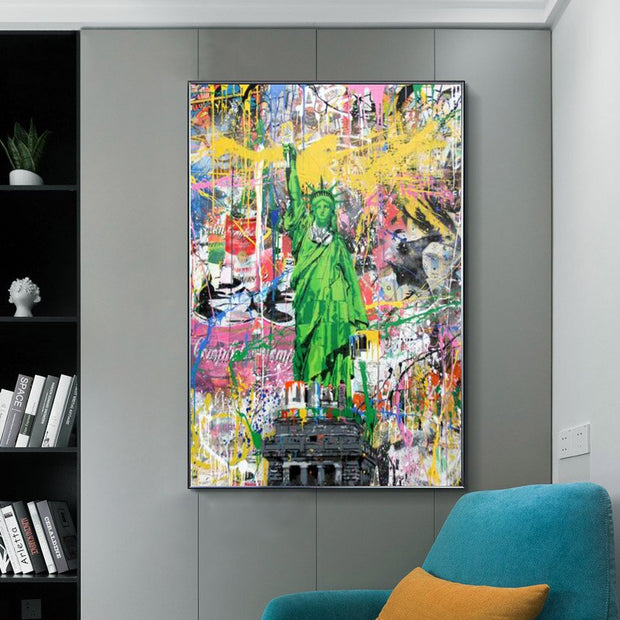 Graffiti Art Statue of Liberty Canvas Wall Art-MinimalisticDecor.com
