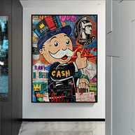 Graffiti Artwork Monopoly Rich Man Canvas Wall Art-MinimalisticDecor.com