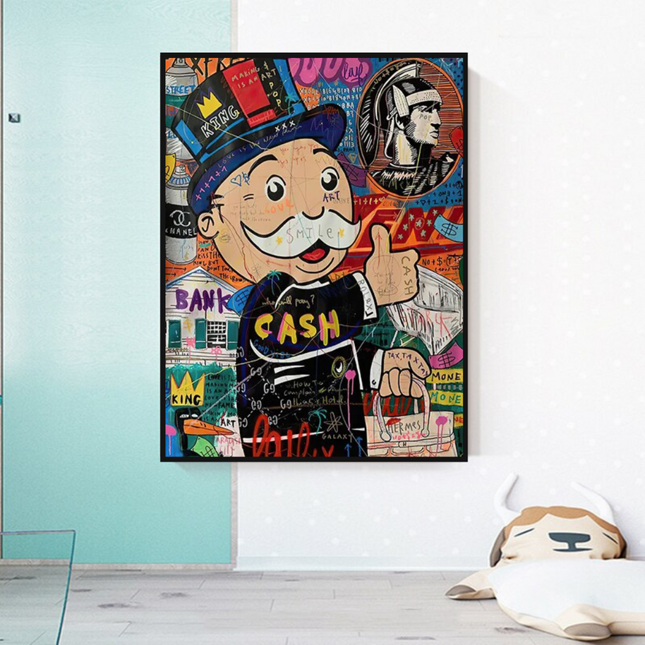 Graffiti Artwork Monopoly Rich Man Canvas Wall Art-MinimalisticDecor.com