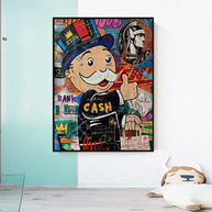 Graffiti Artwork Monopoly Rich Man Canvas Wall Art-MinimalisticDecor.com