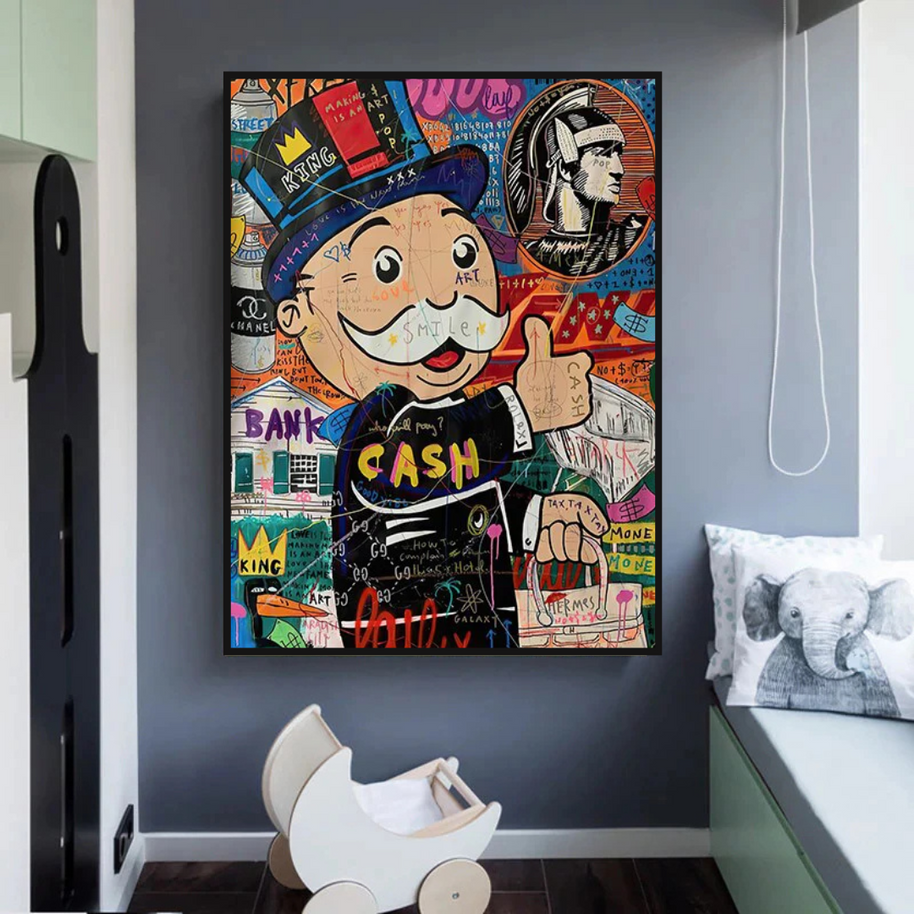 Graffiti Artwork Monopoly Rich Man Canvas Wall Art-MinimalisticDecor.com