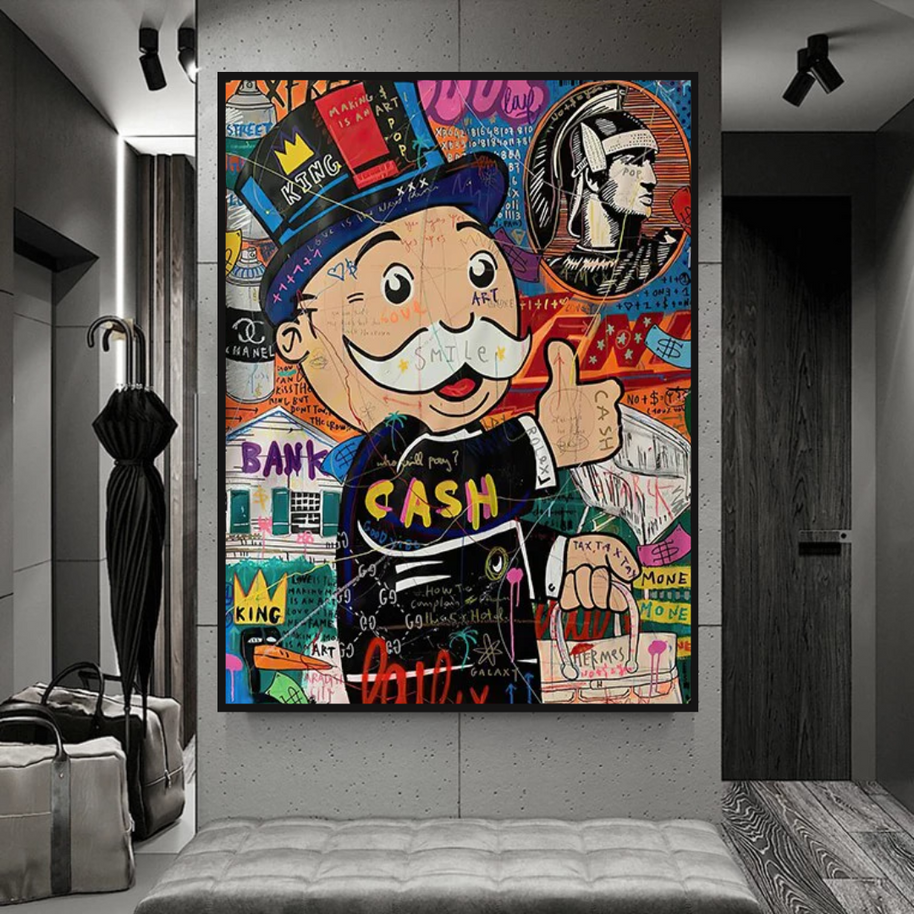 Graffiti Artwork Monopoly Rich Man Canvas Wall Art-MinimalisticDecor.com