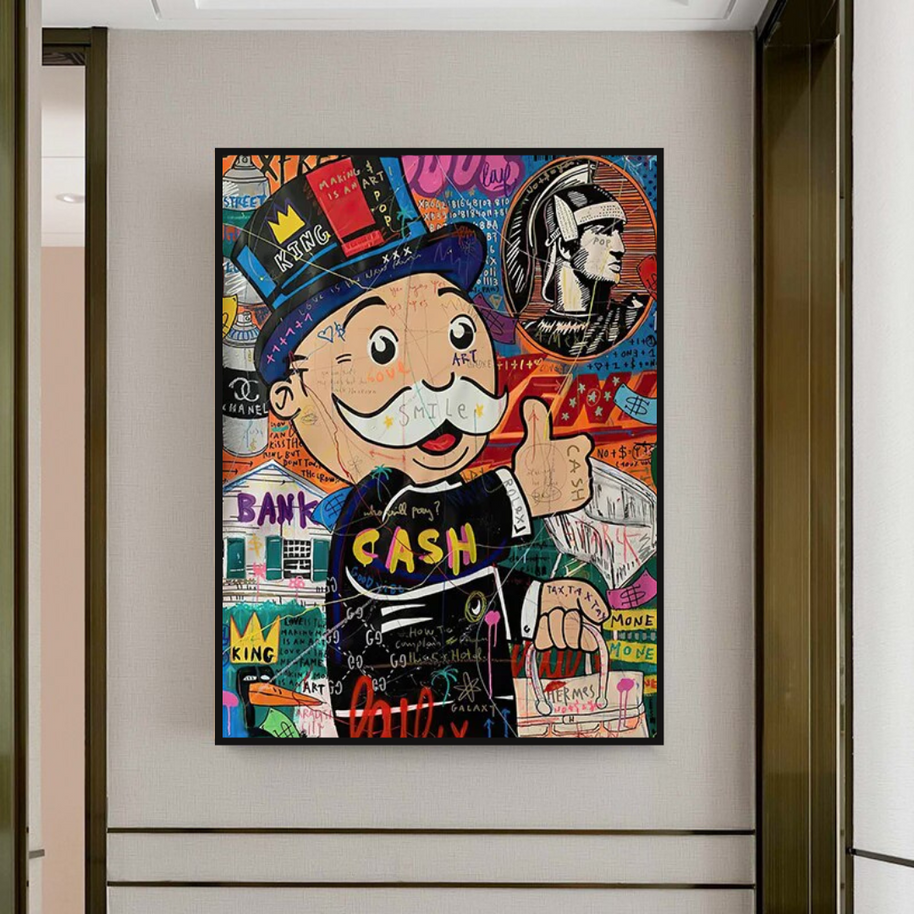Graffiti Artwork Monopoly Rich Man Canvas Wall Art-MinimalisticDecor.com