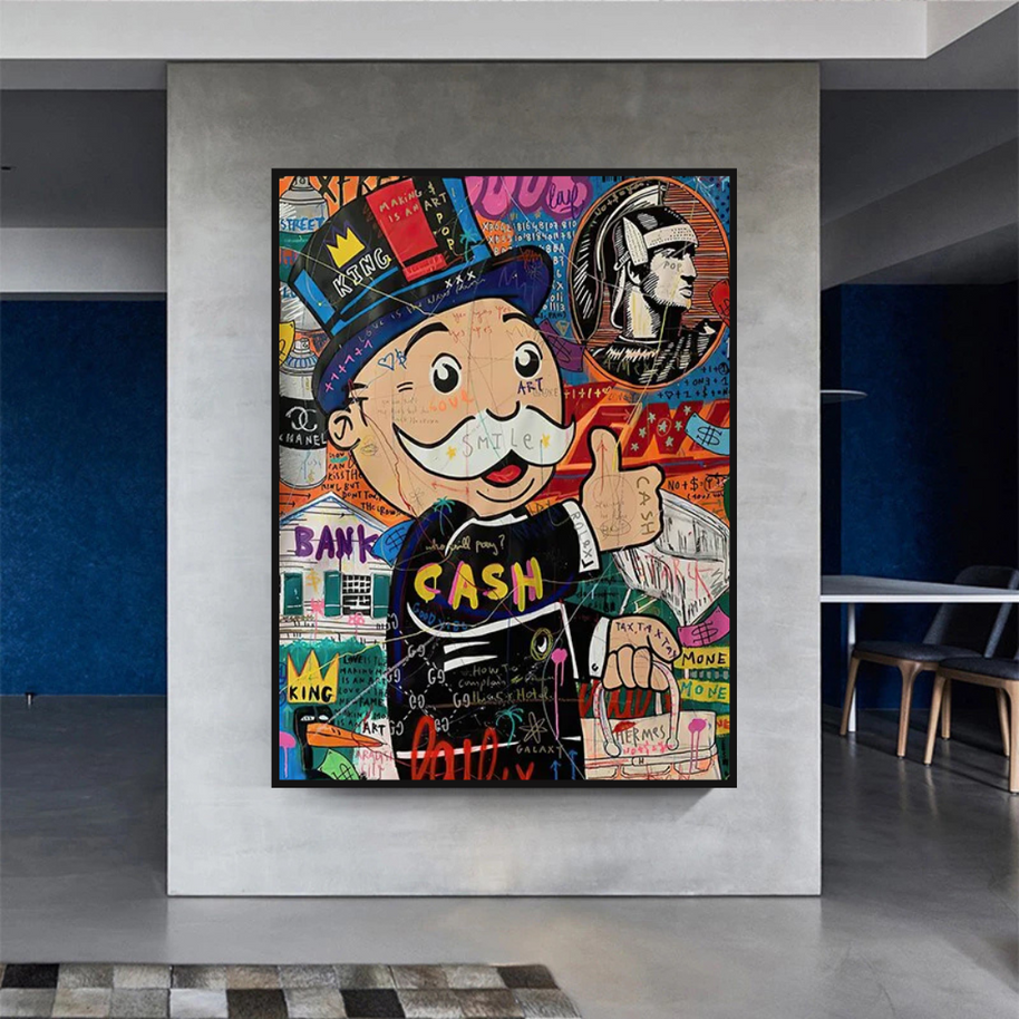 Graffiti Artwork Monopoly Rich Man Canvas Wall Art-MinimalisticDecor.com