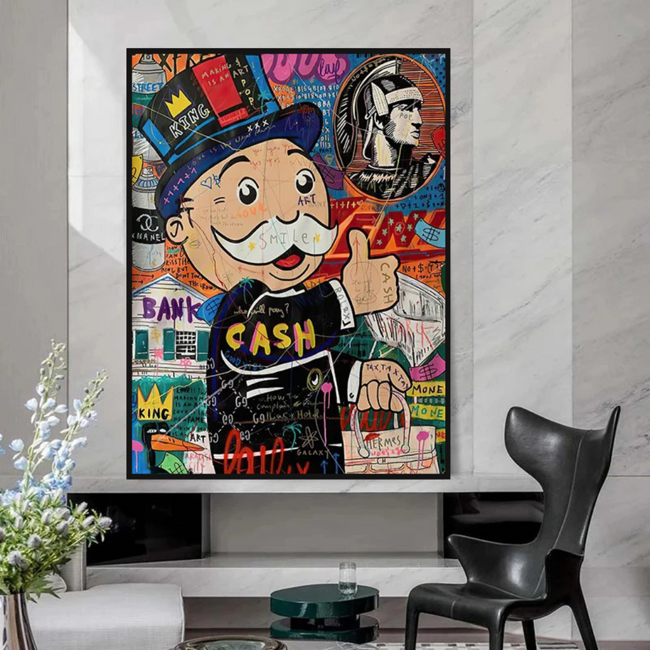 Graffiti Artwork Monopoly Rich Man Canvas Wall Art-MinimalisticDecor.com