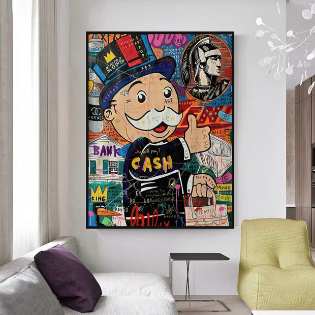 Graffiti Artwork Monopoly Rich Man Canvas Wall Art-MinimalisticDecor.com