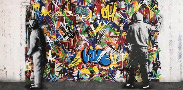 Graffiti Banksy Paintings on The Wall Canvas Wall Art-MinimalisticDecor.com